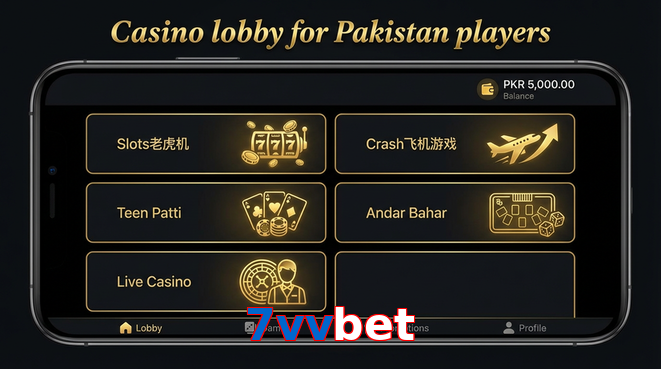 Lobby view of 7Vvbet for Pakistan users